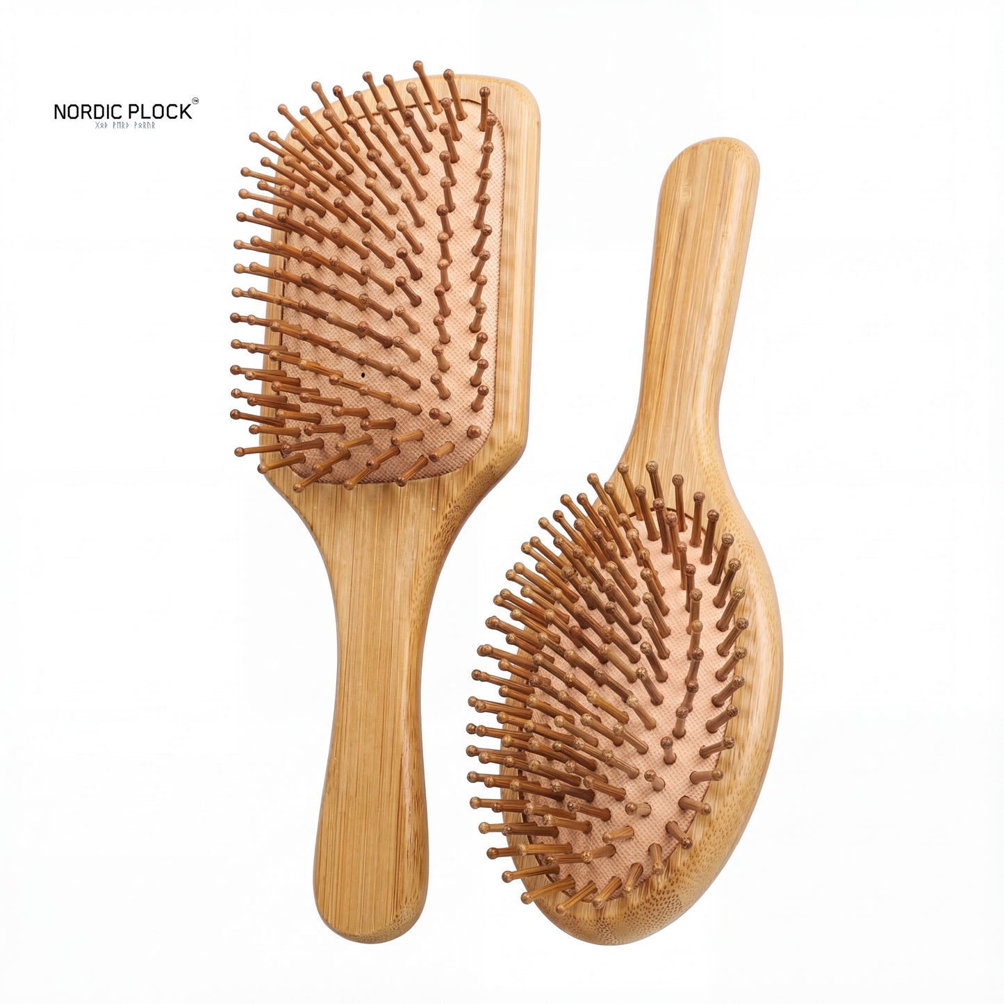 Natural Bamboo Hair Brush - 100% Wooden Bristles & Handle - Anti-Static Scalp Massage - Eco-Friendly Oval Detangler