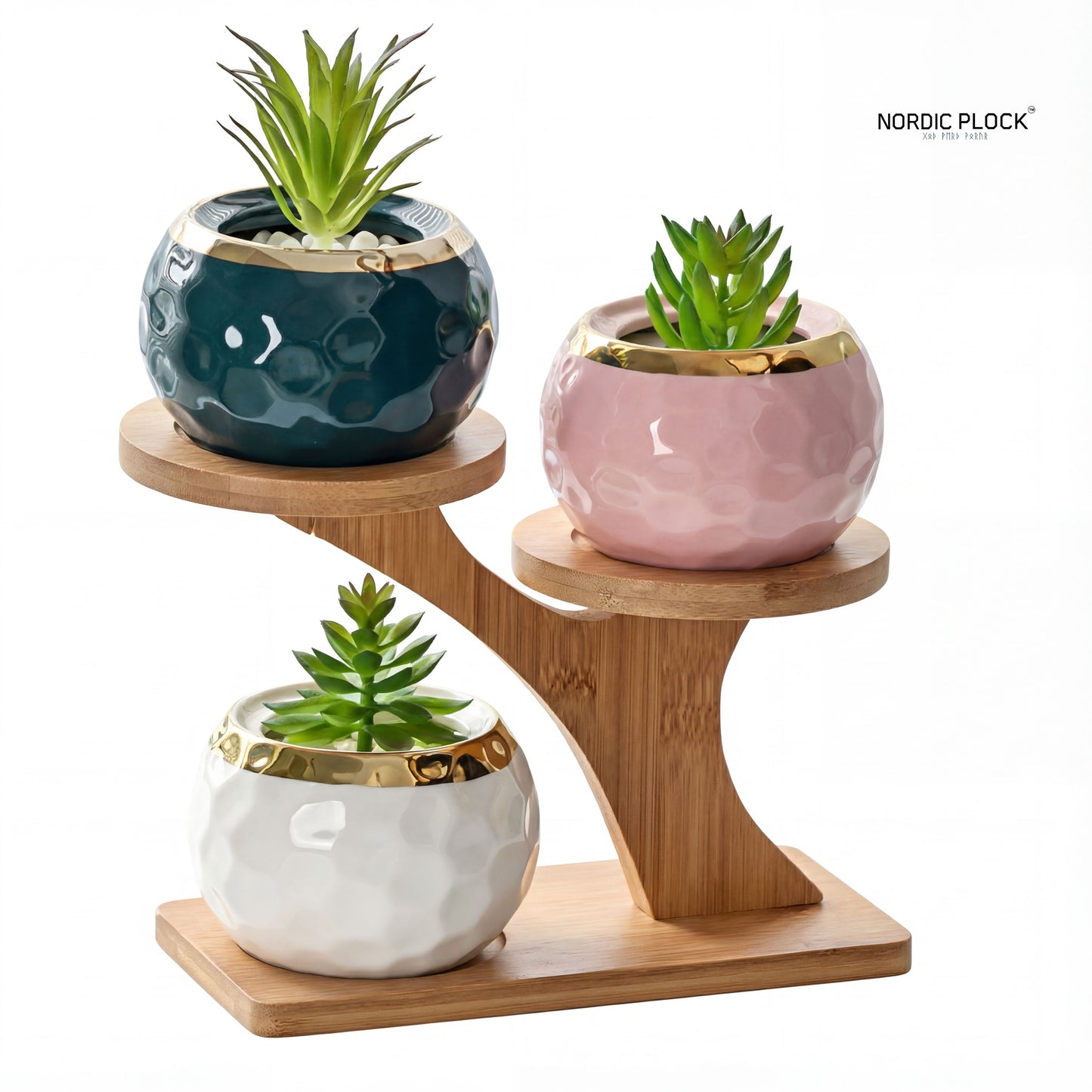 Nordic 3-Tier Bamboo Plant Stand - Desktop Succulent Holder & Organizer - Eco-Friendly Home Decor