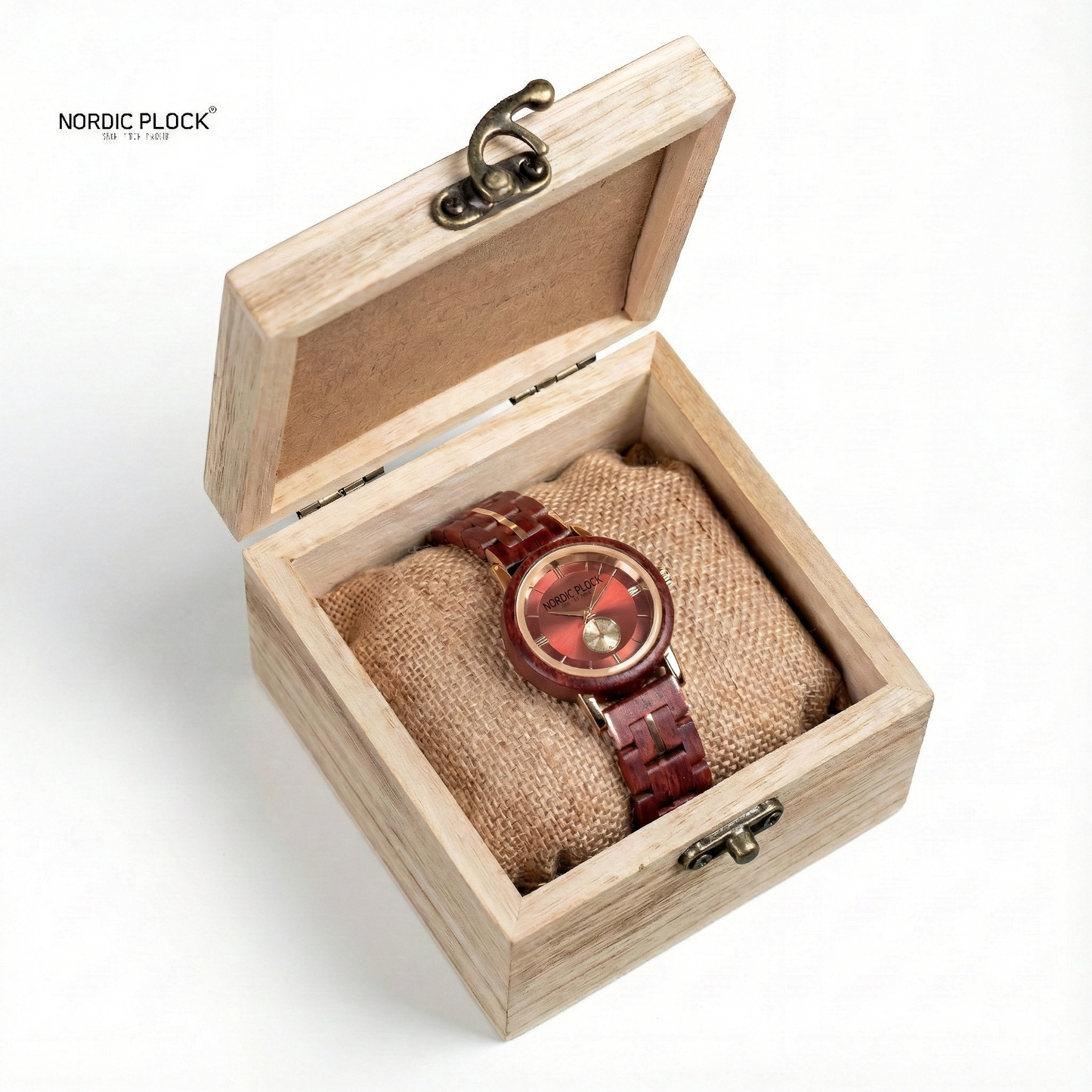 Women's Tiger Wood Watch - Blue Dial & Gold Links - Luxury Quartz Gift Box Set (GT025)