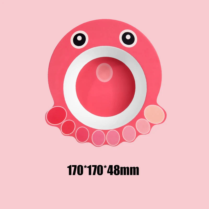 Eco-Friendly Bamboo Fiber Baby Feeding Bowl - Cute Animal Designs (BPA Free)