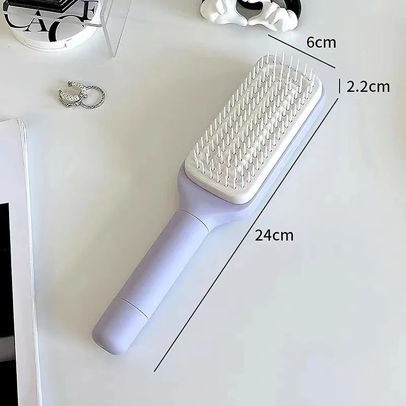 Never Clean Your Hairbrush Again! - Magic Self-Cleaning Rotating Massage Comb, Anti-Hair Loss Scalp Stimulator, Retractable Bristles Remove Tangles & Debris Instantly