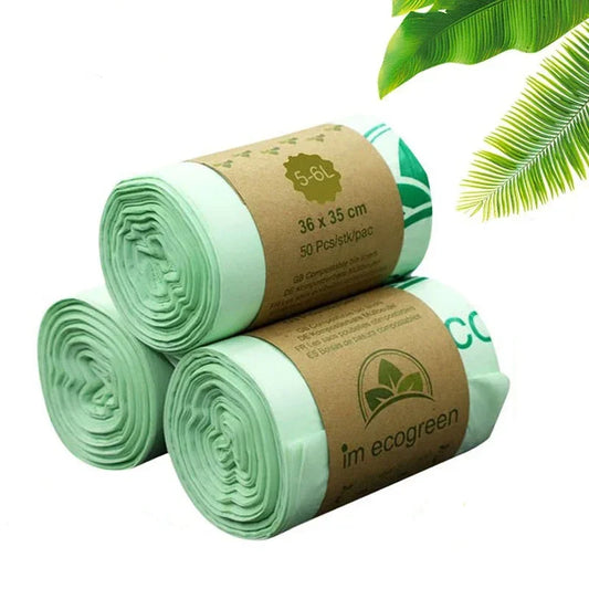 50pcs 6/8/10L Trash Bags Biodegradable Garbage Bags