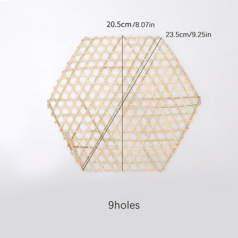 Handmade Hexagonal Bamboo Woven Mat (5-Pack) - Japanese Style Food Serving Net & Steamer Liner