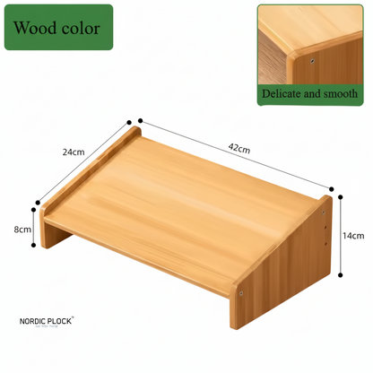 Adjustable Bamboo Under Desk Footrest - Ergonomic 3-Level Height Leg Support for Home Office & Gaming