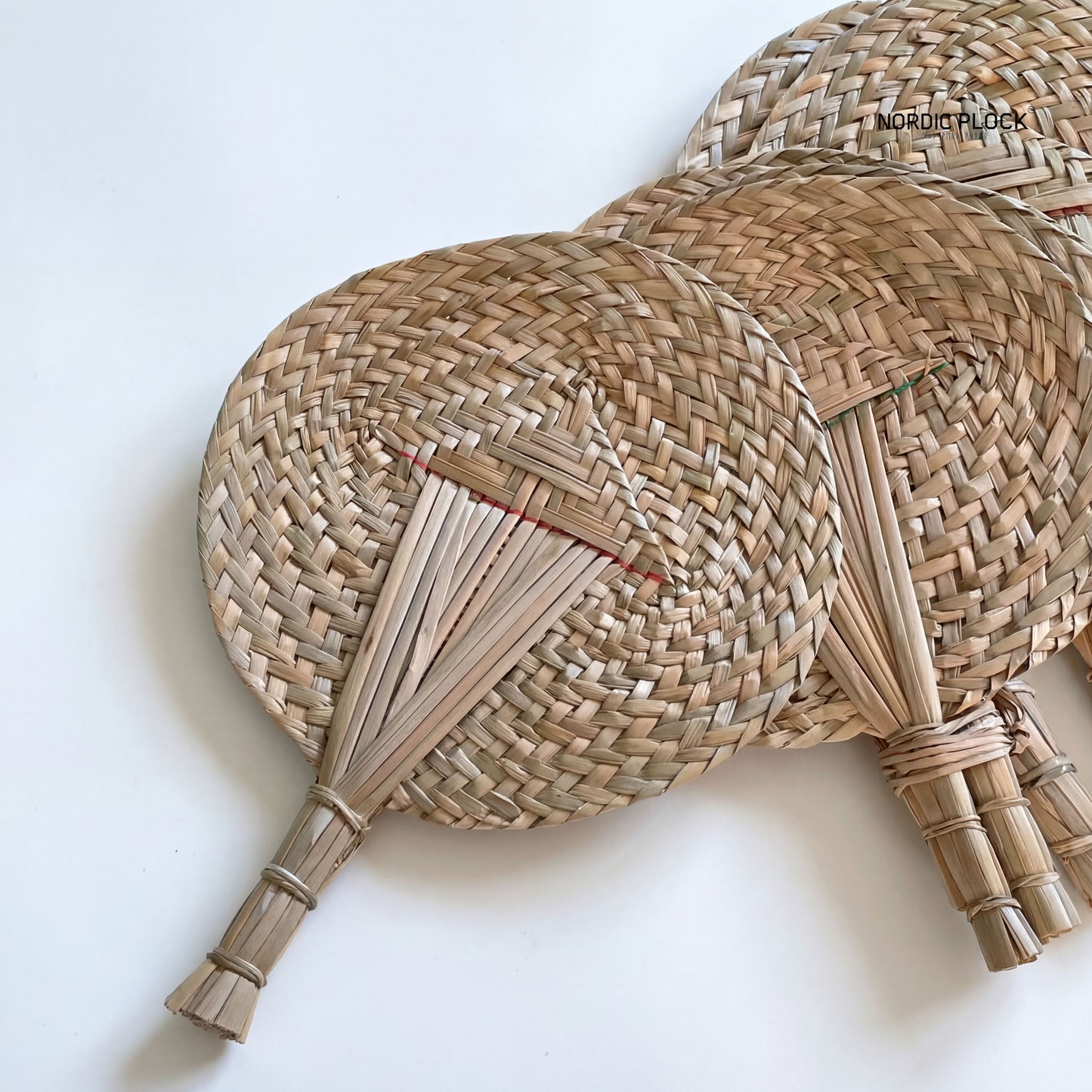 Handmade Palm Leaf Fan - Natural Straw Boho Wall Decor & Summer Cooling Handheld Fan