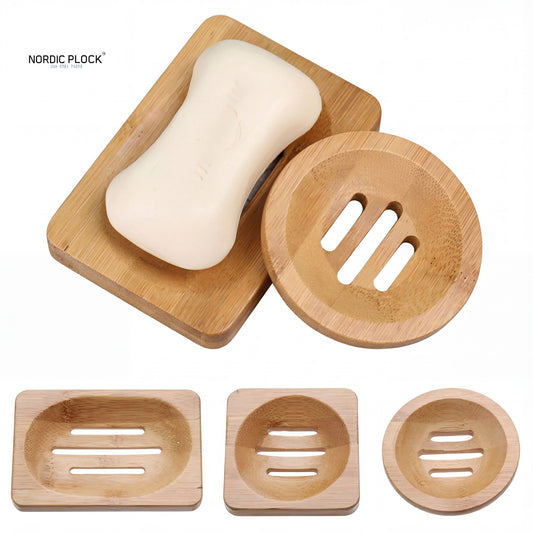 Natural Bamboo Soap Dish Holder - Eco Friendly Wooden Draining Tray for Bathroom & Kitchen