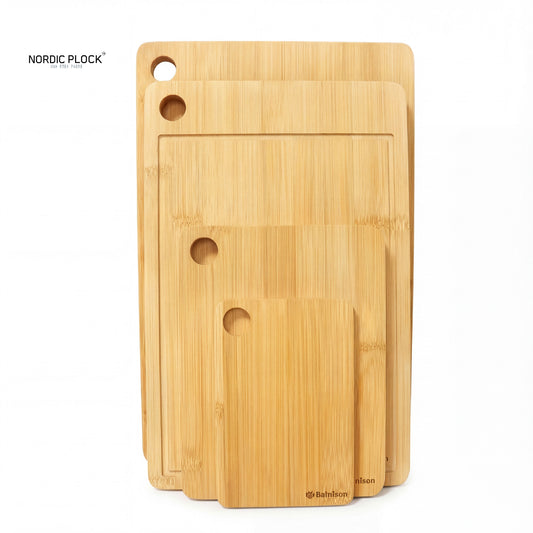 Bainison  Bamboo Cutting Board Set - Organic Wood Chopping Blocks with Juice Groove & Handle - Antibacterial Kitchen Essentials