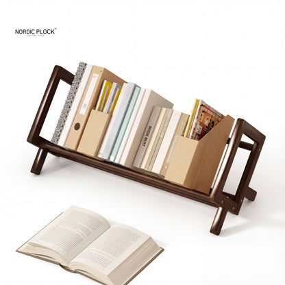 Nordic Bamboo Tilted Desktop Bookshelf - Eco-Friendly Desk Organizer & Display Rack