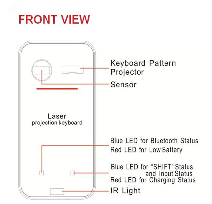 Kabellose virtuelle Laser-Telefontastatur, Computer, Pad, Laptop mit Mausfunktion