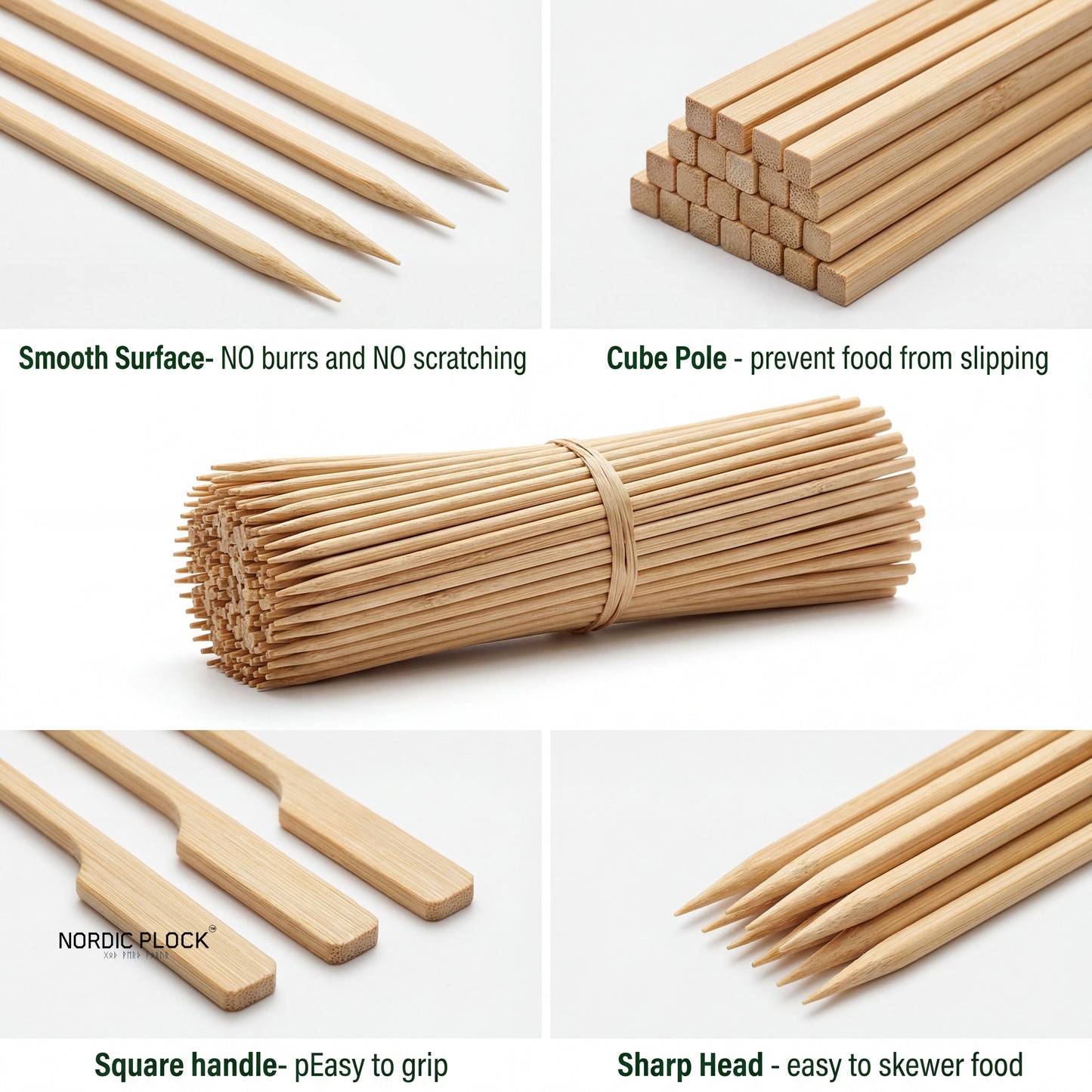 Premium Bamboo Paddle Skewers (100 Pack) - Teppo Gushi Style for BBQ, Burgers & Appetizers