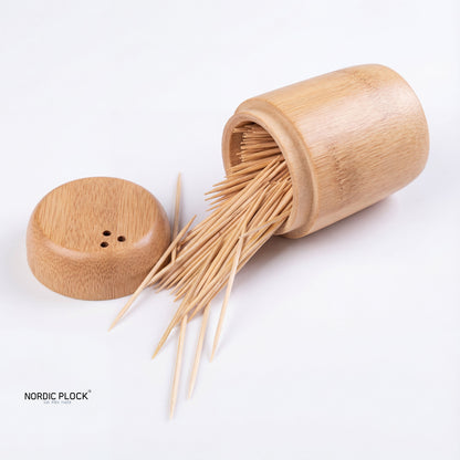 Nordic Walnut Mushroom Toothpick Holder | Natural Wood Portable Dispenser & Table Decor