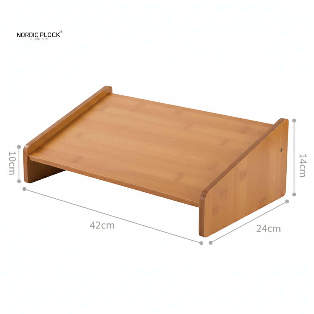 Adjustable Bamboo Under Desk Footrest - Ergonomic 3-Level Height Leg Support for Home Office & Gaming