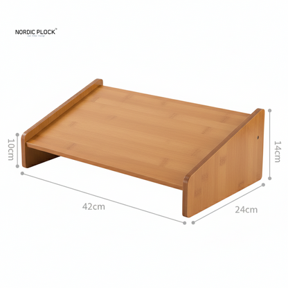 Adjustable Bamboo Under Desk Footrest - Ergonomic 3-Level Height Leg Support for Home Office & Gaming