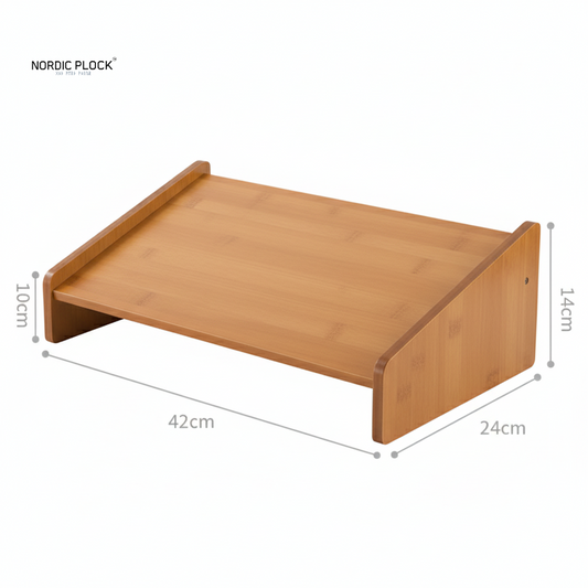 Adjustable Bamboo Under Desk Footrest - Ergonomic 3-Level Height Leg Support for Home Office & Gaming