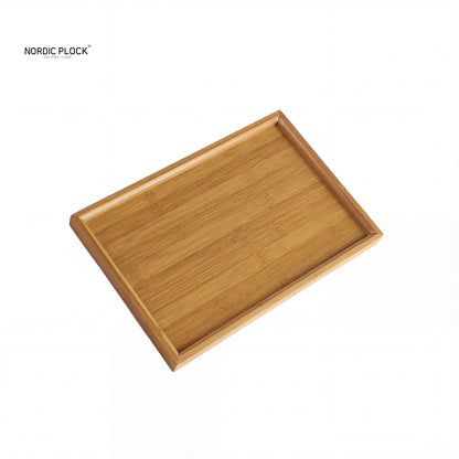 Bamboo Serving Tray - Rectangular Wooden Organizer for Kitchen, Breakfast & Tea - Eco-Friendly & Durable