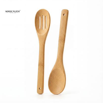 6-Piece Bamboo Kitchen Utensil Set - Organic, Non-Stick Safe & Heat Resistant Cooking Tools