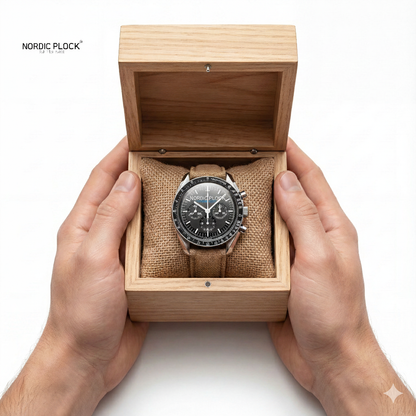 Automatic Mechanical Wood Watch - Unique Half-Blue Dial & Skeleton Gear Design