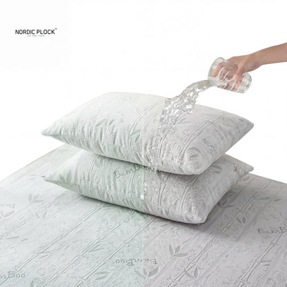 Waterproof Bamboo Pillow Protectors (2-Pack) - Cooling, Breathable & Hypoallergenic Bedding Encasement with Zipper