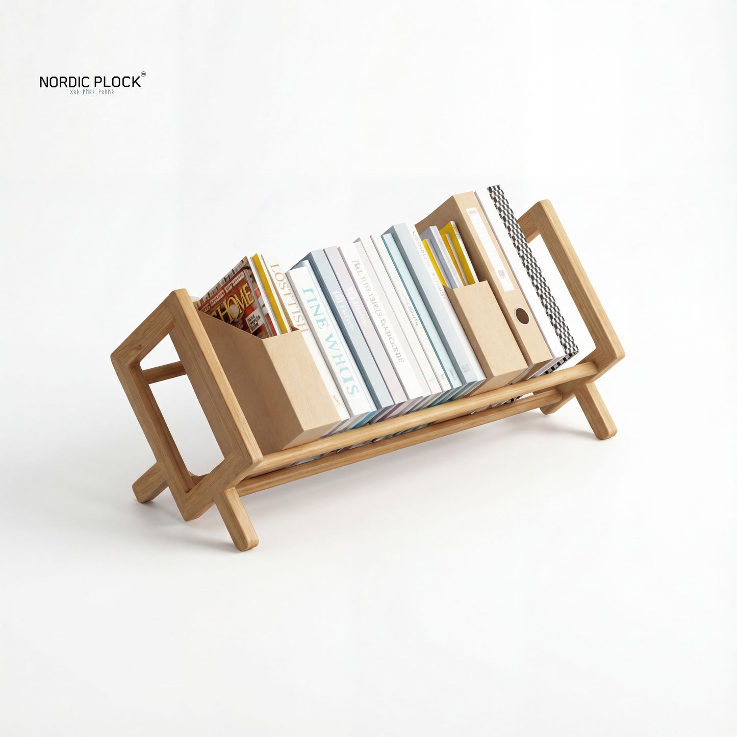 Nordic Bamboo Tilted Desktop Bookshelf - Eco-Friendly Desk Organizer & Display Rack