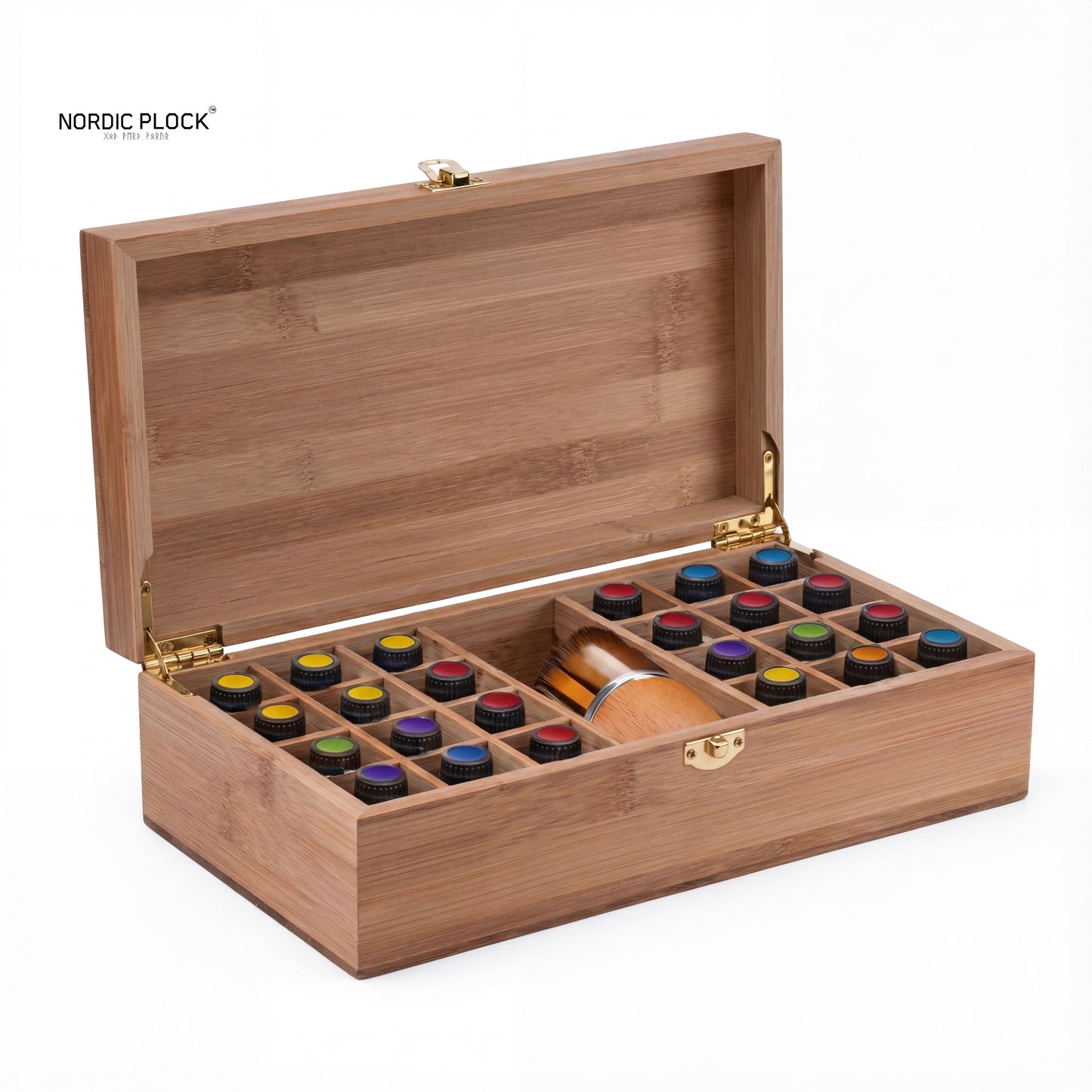 Bamboo Essential Oil Storage Box (25 Slots) - Fits 5ml-15ml Bottles & Base Oil - Aromatherapy Organizer Case