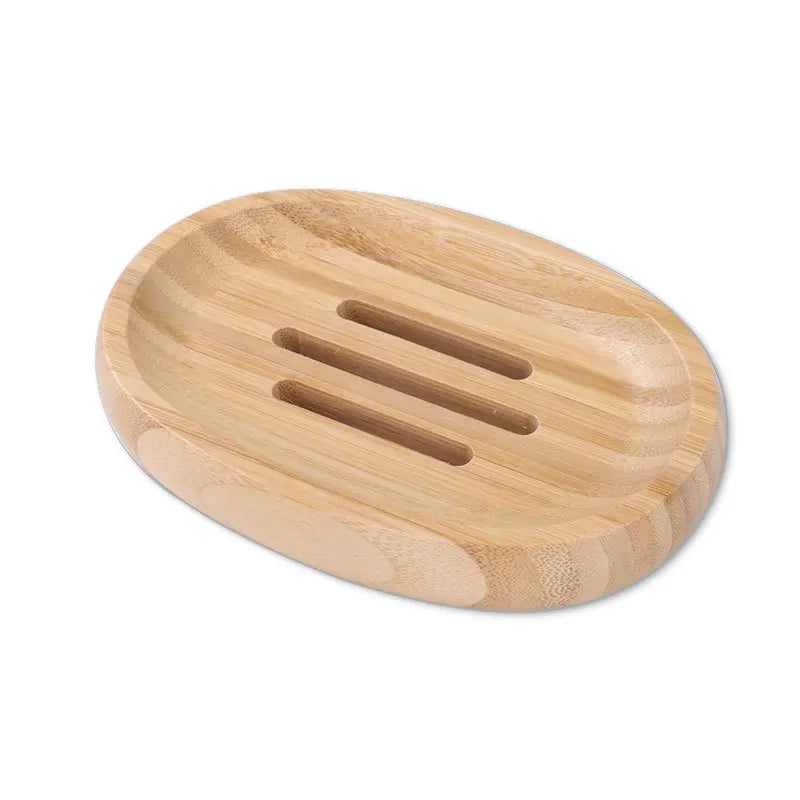Natural Bamboo Soap Dish Holder - Eco Friendly Wooden Draining Tray for Bathroom & Kitchen