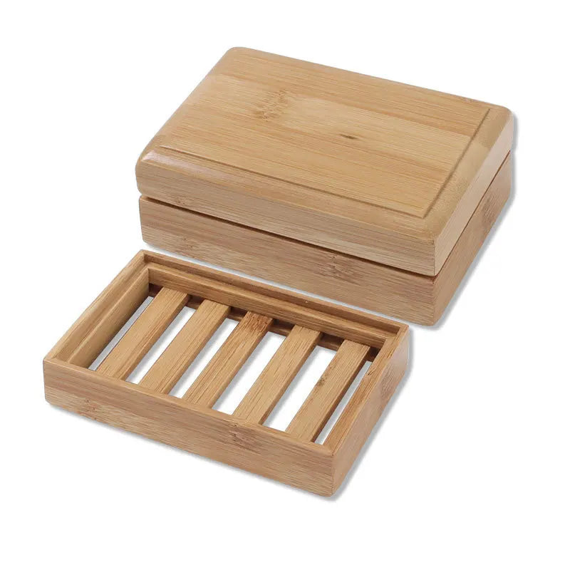 Natural Bamboo Soap Dish Holder - Eco Friendly Wooden Draining Tray for Bathroom & Kitchen