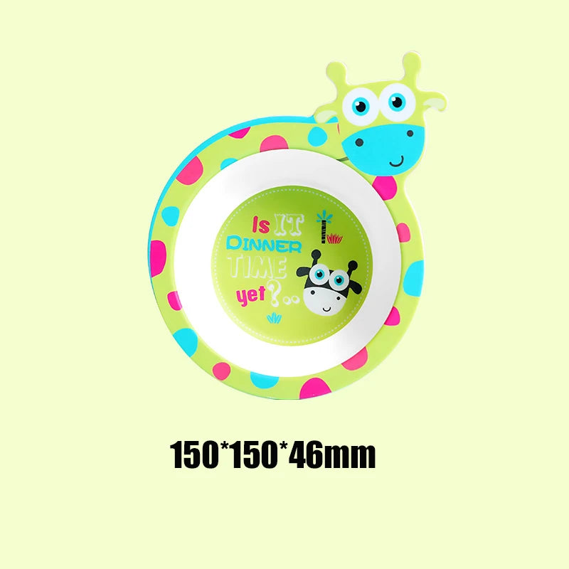 Eco-Friendly Bamboo Fiber Baby Feeding Bowl - Cute Animal Designs (BPA Free)