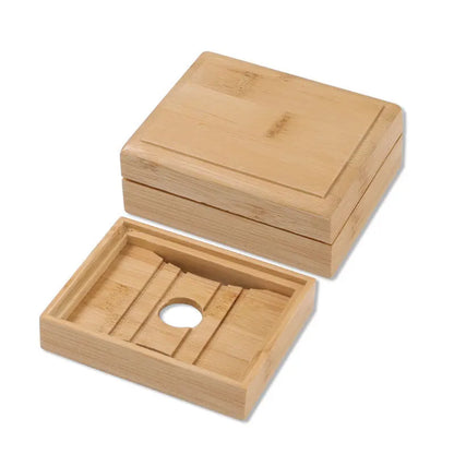 Natural Bamboo Soap Dish Holder - Eco Friendly Wooden Draining Tray for Bathroom & Kitchen