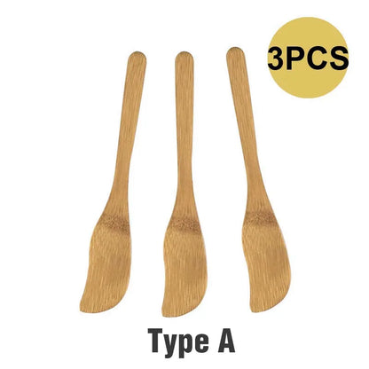 Eco-Friendly Bamboo Butter Knife Set (3-Pack) - Natural Wood Spreader for Jam, Cheese & Dips