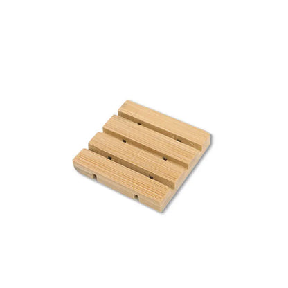 Natural Bamboo Soap Dish Holder - Eco Friendly Wooden Draining Tray for Bathroom & Kitchen