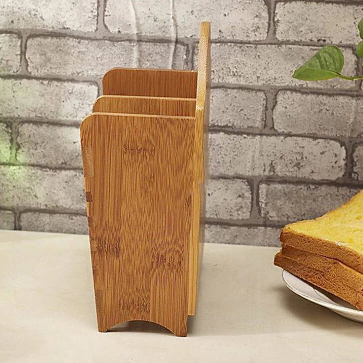 Bamboo Utensil Holder Wall Mounted Cutlery Drainer - 2-Compartment Wooden Kitchen Organizer for Chopsticks & Spoons