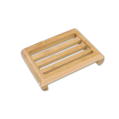 Natural Bamboo Soap Dish Holder - Eco Friendly Wooden Draining Tray for Bathroom & Kitchen