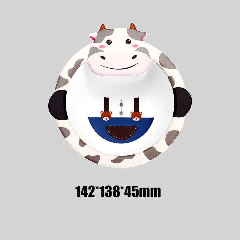 Eco-Friendly Bamboo Fiber Baby Feeding Bowl - Cute Animal Designs (BPA Free)