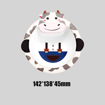 Eco-Friendly Bamboo Fiber Baby Feeding Bowl - Cute Animal Designs (BPA Free)