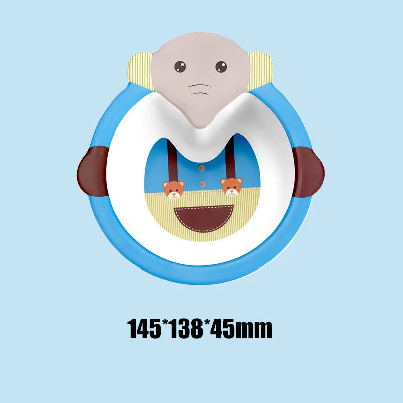 Eco-Friendly Bamboo Fiber Baby Feeding Bowl - Cute Animal Designs (BPA Free)