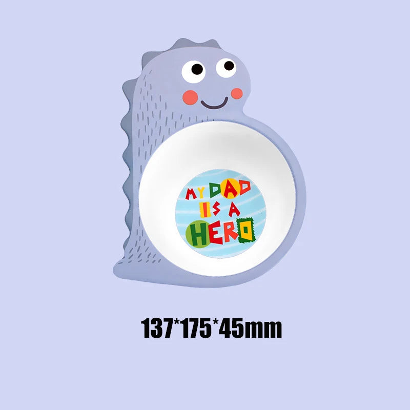 Eco-Friendly Bamboo Fiber Baby Feeding Bowl - Cute Animal Designs (BPA Free)