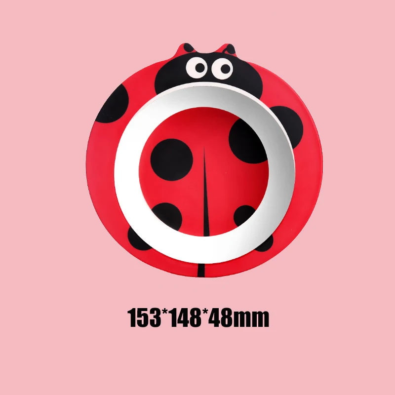 Eco-Friendly Bamboo Fiber Baby Feeding Bowl - Cute Animal Designs (BPA Free)