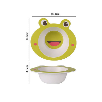 Eco-Friendly Bamboo Fiber Baby Feeding Bowl - Cute Animal Designs (BPA Free)