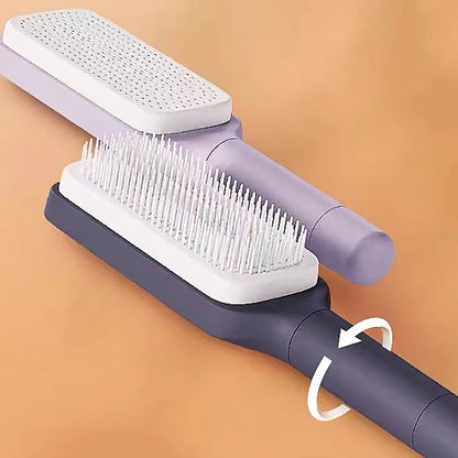Never Clean Your Hairbrush Again! - Magic Self-Cleaning Rotating Massage Comb, Anti-Hair Loss Scalp Stimulator, Retractable Bristles Remove Tangles & Debris Instantly