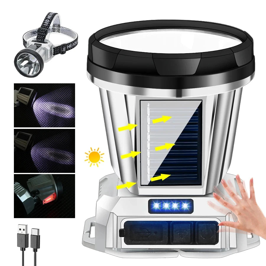 Super Bright LED Rechargeable Headlamp High-Power Emergency Flashlight with Built-in Battery for Outdoor Fishing Camping Mountaineering