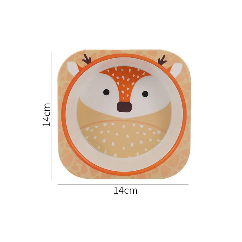 Eco-Friendly Bamboo Fiber Baby Feeding Bowl - Cute Animal Designs (BPA Free)