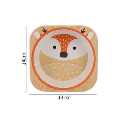 Eco-Friendly Bamboo Fiber Baby Feeding Bowl - Cute Animal Designs (BPA Free)