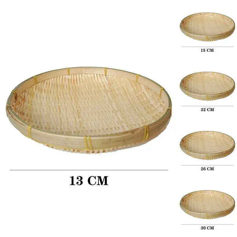 Hand-Woven Bamboo Sieve Tray - Rustic Drying Basket & Wall Decor l Natural Handmade Weaving