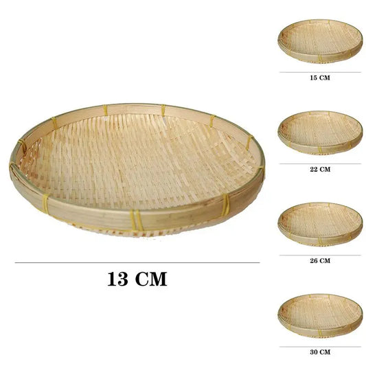 Hand-Woven Bamboo Sieve Tray - Rustic Drying Basket & Wall Decor l Natural Handmade Weaving