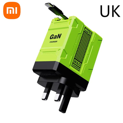 Xiaomi 120W GaN Fast Charger – Retractable USB-C & Lightning Cable, Portable Adapter for iPhone 16, iPad, MacBook