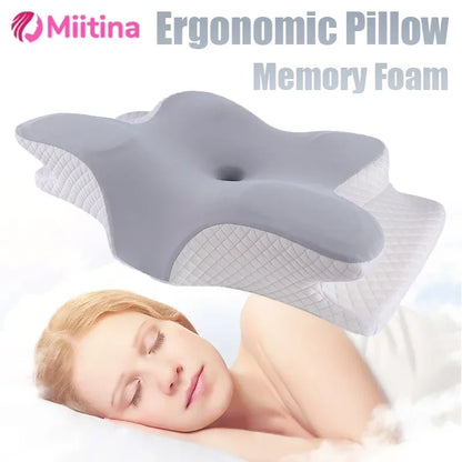 Anti-Neck Pain Memory Foam Pillow - Revolutionary 2-in-1 Dual Height Design (11.5cm/8cm), Ergonomic Contour Shape Eliminates Morning Stiffness, Wake Up Refreshed Every Day