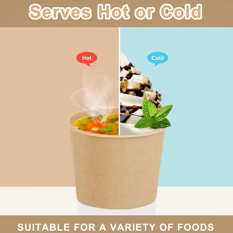 Disposable Kraft Paper Bowls with Lids (25 Sets) – Eco-Friendly Food Containers for Soup, Salad & Hot Foods