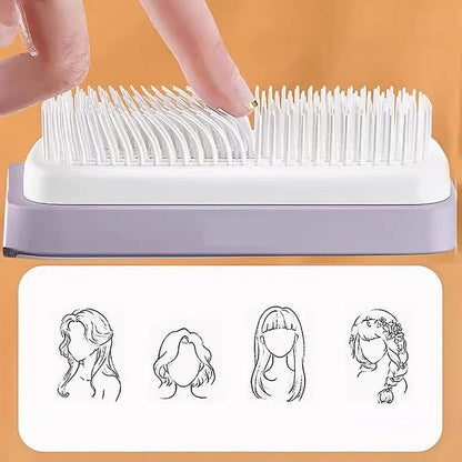 Never Clean Your Hairbrush Again! - Magic Self-Cleaning Rotating Massage Comb, Anti-Hair Loss Scalp Stimulator, Retractable Bristles Remove Tangles & Debris Instantly