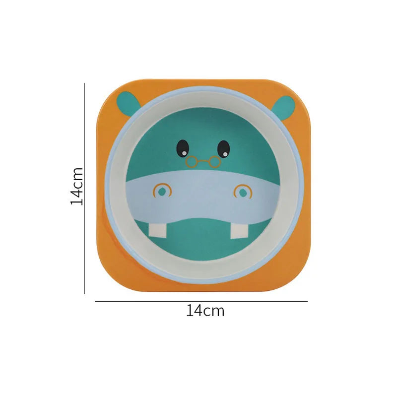 Eco-Friendly Bamboo Fiber Baby Feeding Bowl - Cute Animal Designs (BPA Free)