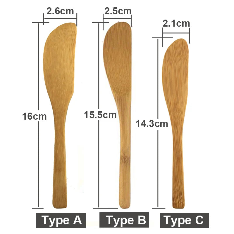 Eco-Friendly Bamboo Butter Knife Set (3-Pack) - Natural Wood Spreader for Jam, Cheese & Dips